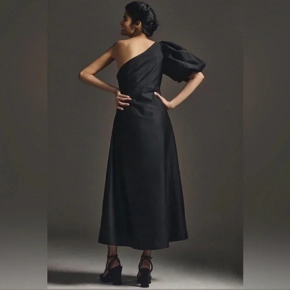 Aureta One-Shoulder Puff-Sleeve Dress - Picture 3 of 15